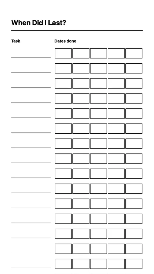Endless When Did I Last? Native Template on Paper Pro Move