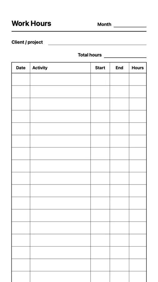 Endless Work Hours Native Template on Paper Pro Move