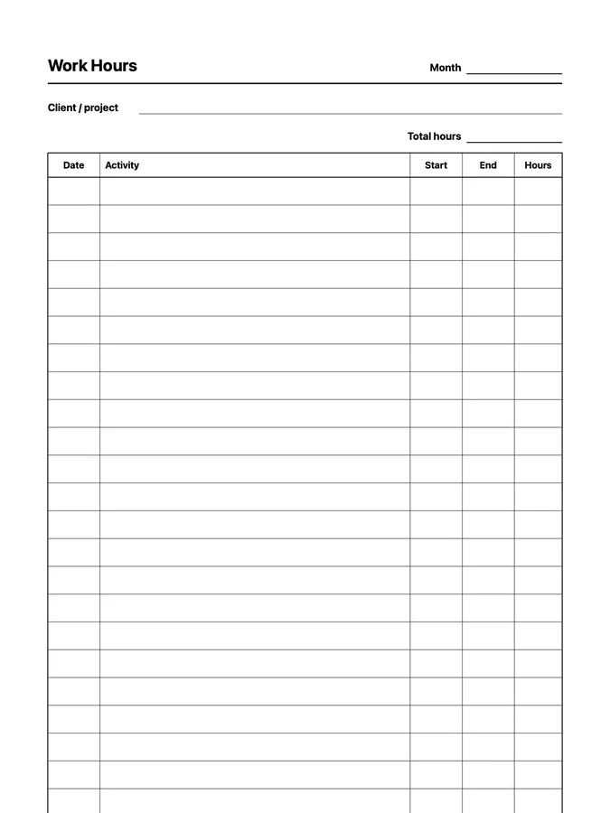 Endless Work Hours Native Template on reMarkable 2