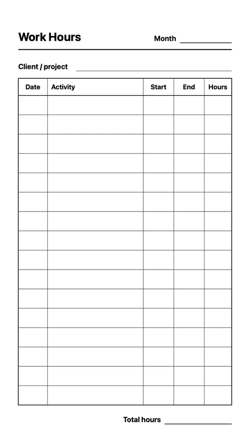 Work Hours on Paper Pro Move